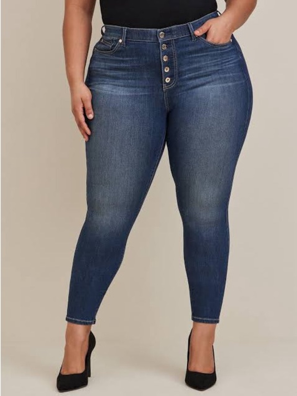 Torrid Bombshell Skinny High-Rise Dark Blue Button-Fly Jeans for Women 😍